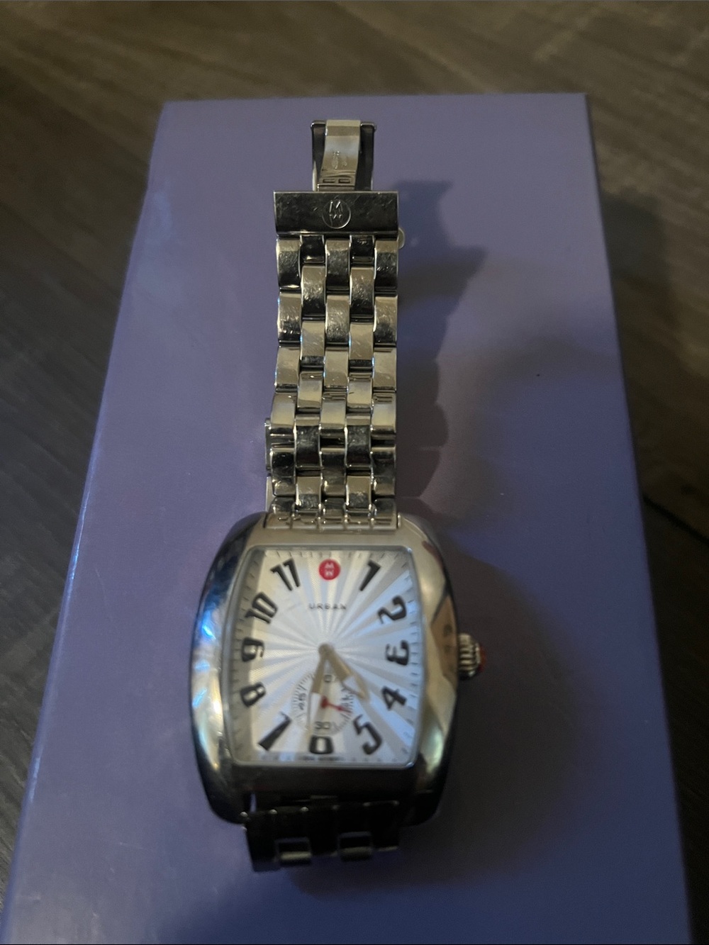 Michele Silver Stainless Steel Bracelet Watch with White Dial